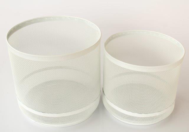 Set Of 2 Metal Mesh Dustbins
